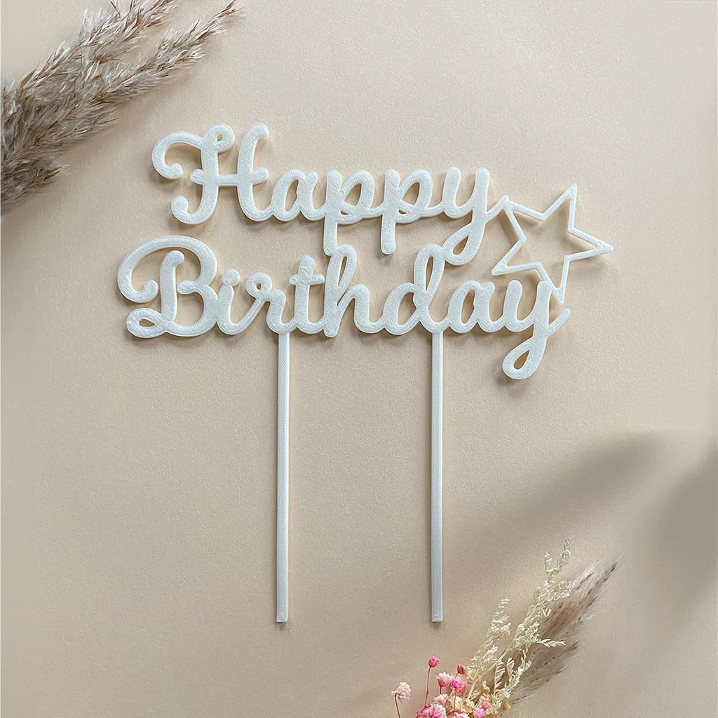Happy Birthday (Stil 1) | 3D-gedruckter Cake Topper für Geburtstag
